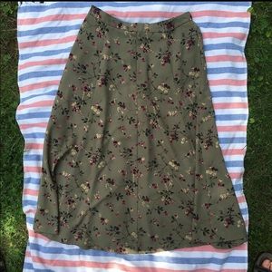 Green Floral Maxi Skirt